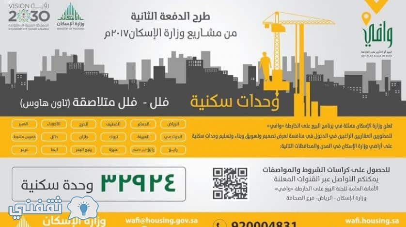 موقع سكني حجز وحدات برنامج البيع على الخارطة عبر منصة وافي وزارة الإسكان السعودية