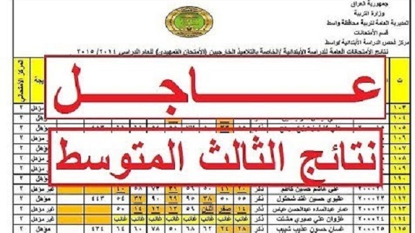نتائج الثالث متوسط 2021 في العراق الدور الاول موقع وزارة التربية والتعليم العراقية