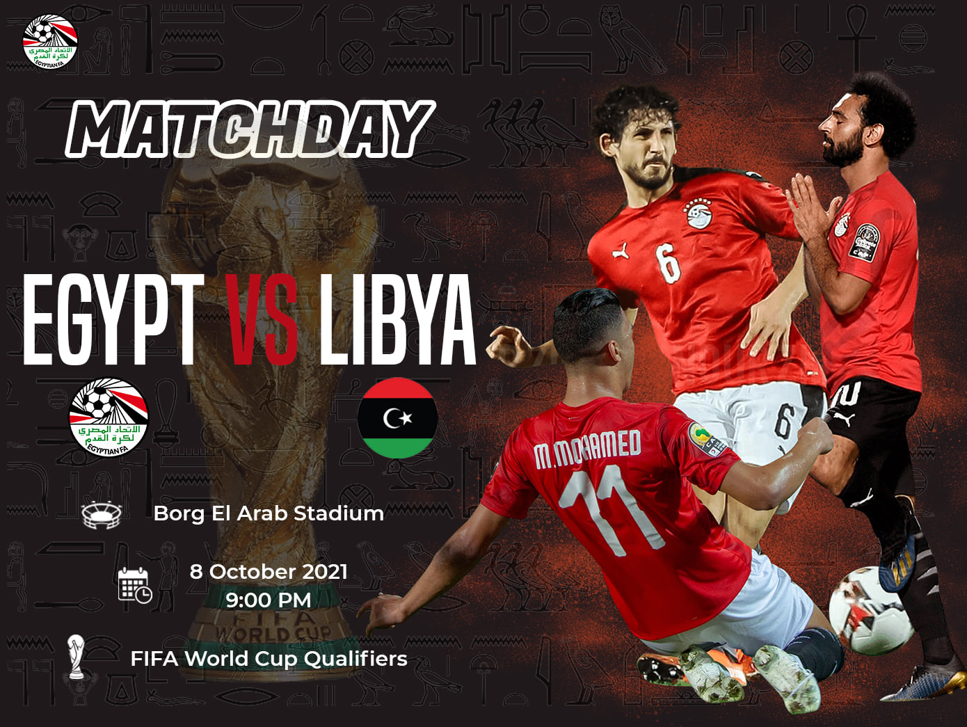 ملخص نتيجة مباراة مصر وليبيا اليوم والقنوات المفتوحة الناقلة في تصفيات كأس العالم
