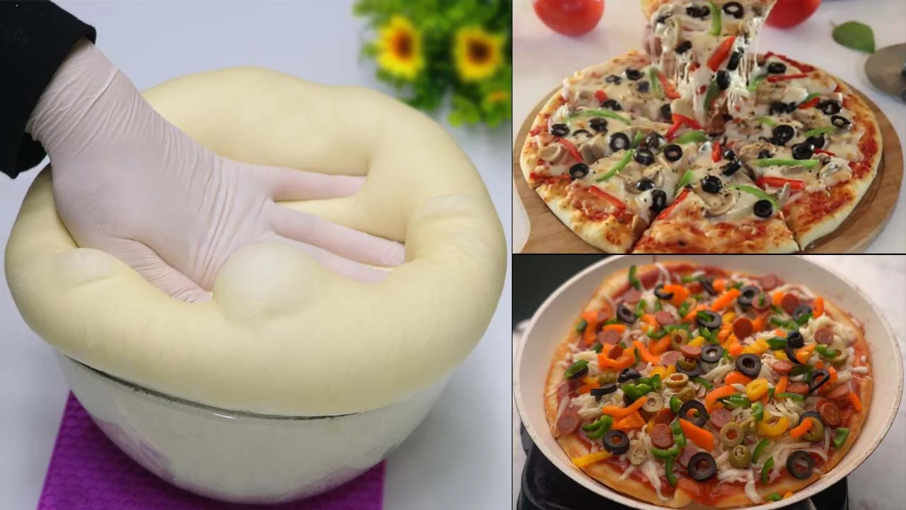 العجينة القطنية… عجينة البيتزا الهشة القطنية الذهبية وطريقة تحضير البيتزا