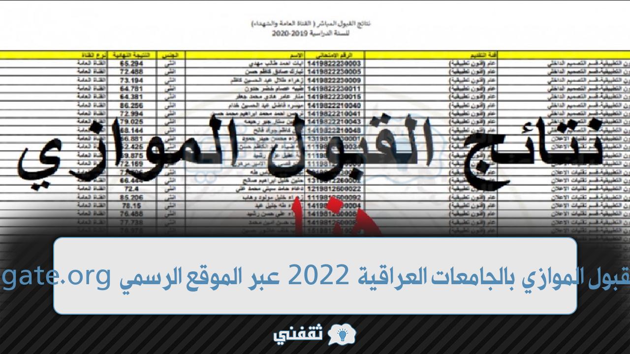 حصريا بالرقم الامتحاني رابط استخراج نتائج القبول الموازي بالجامعات العراقية 2022 عبر الموقع الرسمي www.dirasat-gate.org