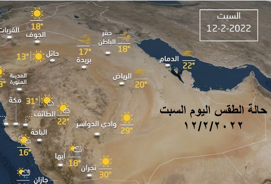 حالة الطقس اليوم ودرجات الحرارة في السعودية