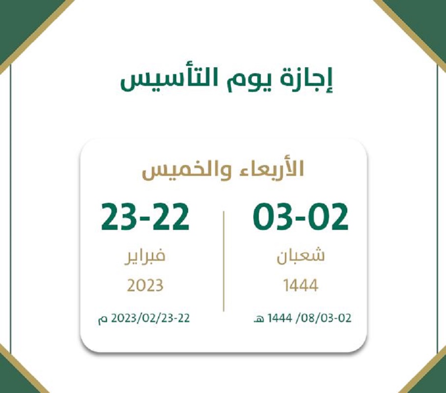 إجازة يوم التأسيس السعودي 2023