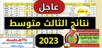 رابط نتائج الثالث متوسط العراق الدور الأول 2023 لجميع المحافظات